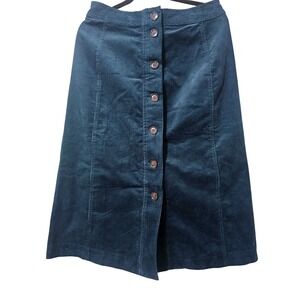 Banana Republic NWT Corduroy Button Front Midi Skirt 8 Teal Dark Academia Preppy